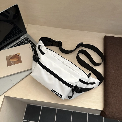 Borsa da Petto Semplice Urbana Tinta Unita per Uomo Donna Durevole in Pelle PU Sportiva Crossbody Marsupio Casual Viaggio Borsa a Tracolla
