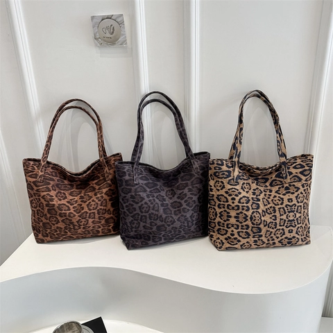 Women Vintage Leopard Print Tote Bag Large Capacity Special Material Shoulder Bag Casual Niche Design Daily Commuter Handbag