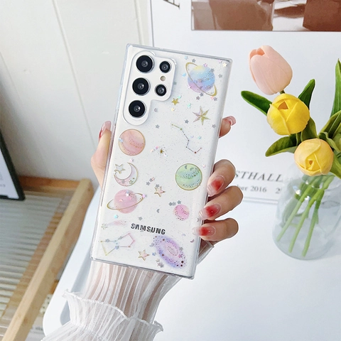 Custodia Per Telefono Galassia Cielo Stellato TPU Glitter Antiurto Luna Da Sogno Motivo Universo Cover Protettiva Ragazze