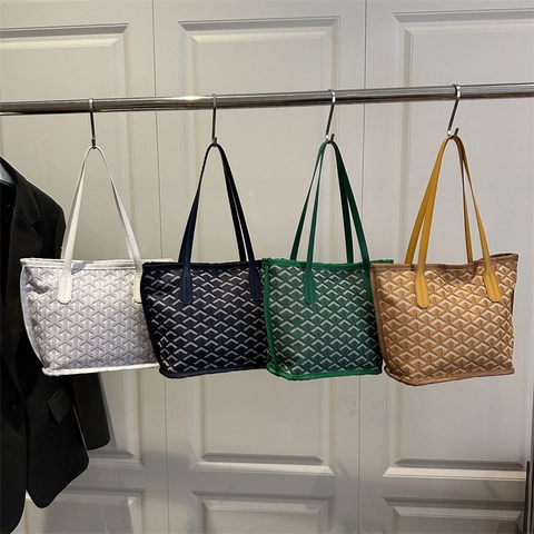 Geometrische Muster Tote Handtasche Beschichtete Leinwand Große Kapazität Für Täglich Pendeln Mode Einfache Schultertasche Damen