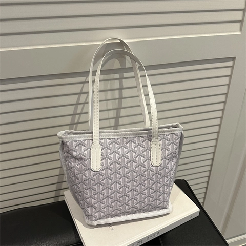 Geometrische Muster Tote Handtasche Beschichtete Leinwand Große Kapazität Für Täglich Pendeln Mode Einfache Schultertasche Damen
