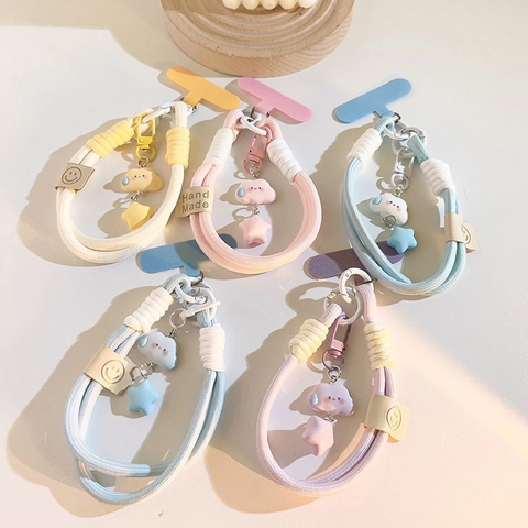 Geflochtene Handy-Lanyard-Handschlaufe Mit Cloud-Star-Anhängern Harz Bunte Handgefertigte Zubehör