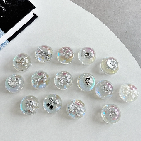 Phone Grip Holder Round Iridescent Resin Expandable Socket With Metal Bow Heart Decor Cute Y2K Mobile Accessories