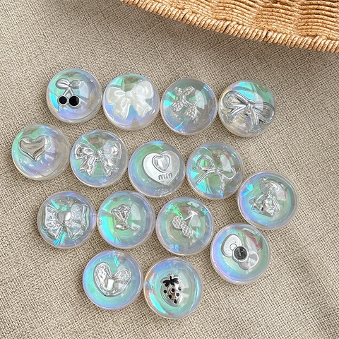 Phone Grip Holder Round Iridescent Resin Expandable Socket With Metal Bow Heart Decor Cute Y2K Mobile Accessories