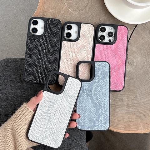 Custodia Per Telefono Con Motivo Pelle Di Serpente Ecopelle Cover Protettiva Antiurto Per iPhone 17 16 15 14 13 12 11