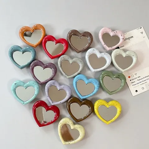 Heart Shaped Phone Mirror Grip Expanding Stand Ink Splatter Pattern Portable Makeup Mirror Desktop Holder For Smartphones