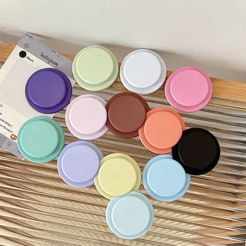 Magnetic Phone Grip Collapsible Socket Stand Macaron Color Matte Plastic Minimalist Universal Desk Support