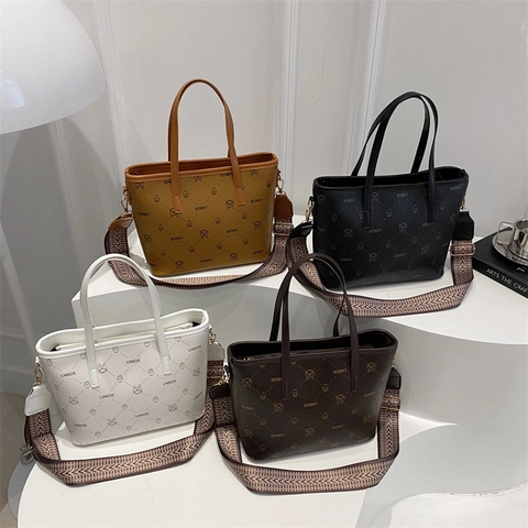 Women Plaid Tote Bag Rabbit Letter Print PU Leather Handbag With Wide Woven Shoulder Strap Casual Commuting Shopping Bag