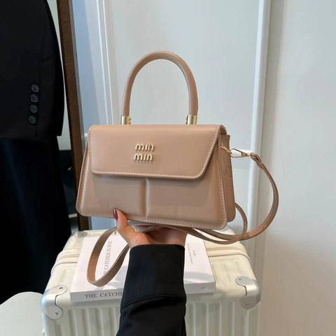 Women PU Leather Handbag Small Square Crossbody Bag With Top Handle Detachable Strap Solid Color Elegant Flap Tote