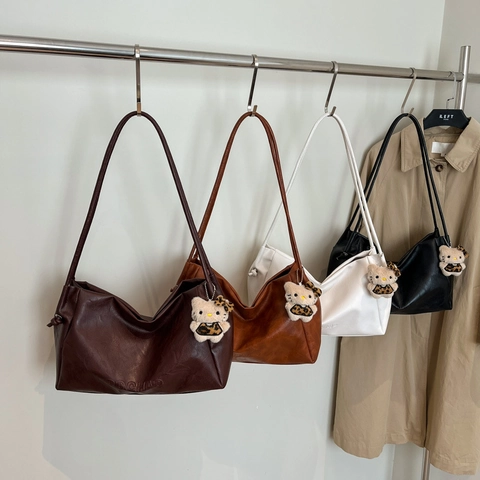 Grote Schoudertas Voor Dames Zacht PU Leer Retro Minimalistische Woon-Werkverkeer Tote Hobo Tas Casual