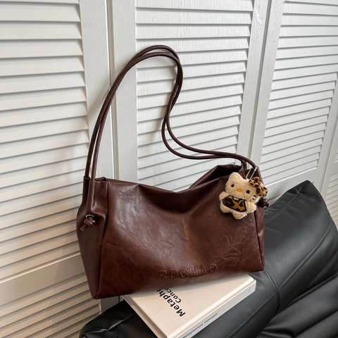 Grote Schoudertas Voor Dames Zacht PU Leer Retro Minimalistische Woon-Werkverkeer Tote Hobo Tas Casual