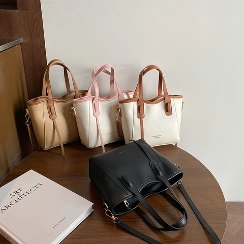 Sac Seau En Cuir PU Pour Femmes Sac À Main Fourre-Tout Vintage Français Avec Bandoulière Réglable Pour Le Quotidien