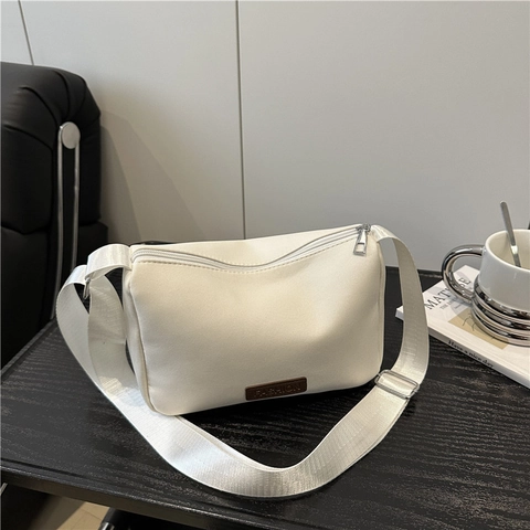 Women Crossbody Shoulder Bag Canvas Simple Small Square Purse With Adjustable Wide Strap Casual Daily Travel Minimalist