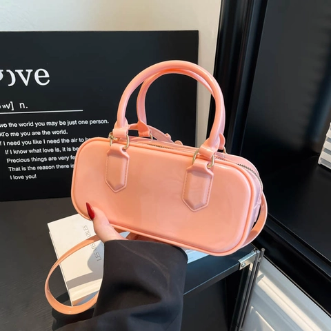 Women Fashion Glossy PVC Jelly Candy Color Shoulder Handbag Large Capacity Crossbody Bag Boston Tote For Daily Party Bag