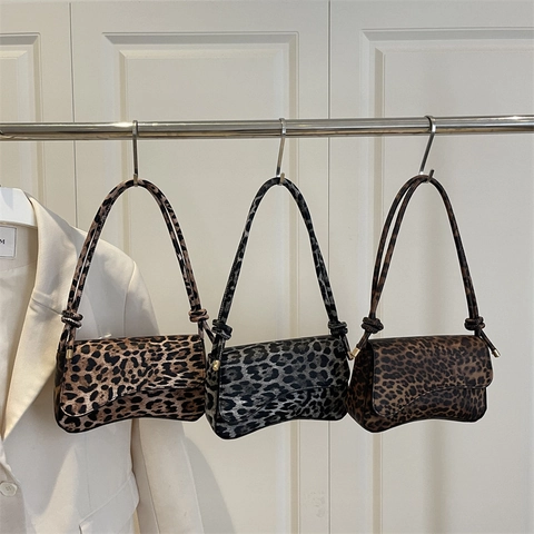 Vintage Leopard Print Shoulder Bag For Women Synthetic Leather Crossbody Bag Fashion Daily Versatile Small Square Bag