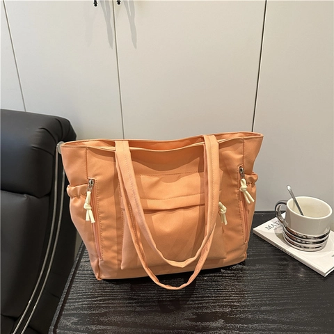 Women's Large Capacity Tote Bag Lightweight Nylon Shoulder Bag Multi-Pocket Korean Style Commuting Casual Underarm Handbag