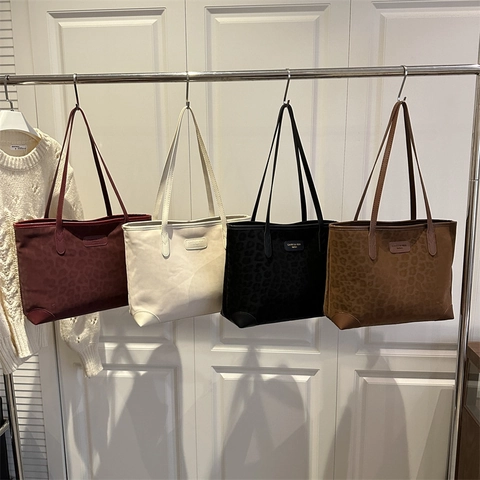 Borsa Tote Vintage con Stampa Leopardata Grande Capacità per Donna Borsa a Tracolla Autunno Inverno Pelle Sintetica Borsa Moda Pendolare