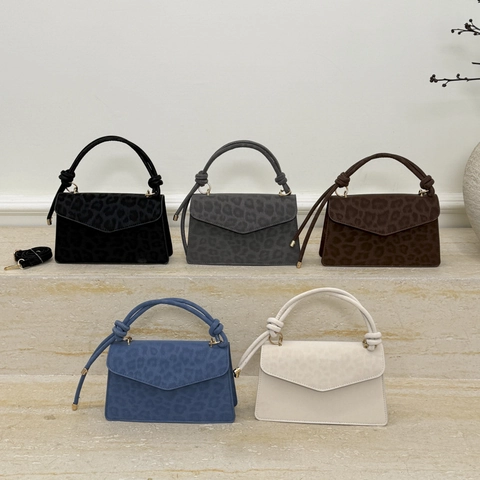 Damen Retro Leopardenmuster PU Leder Umhängetasche Minimalistisch Kleine Quadratische Umhängetasche Mit Griff Mode Handtasche