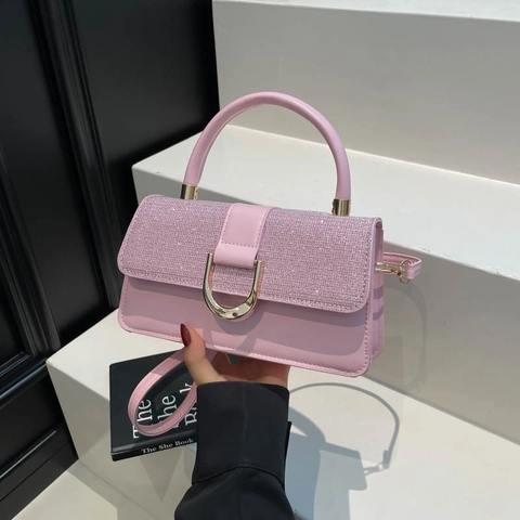 Mode PU Cuir Femmes Sac à Épaule Paillettes Rabat Boucle D Or Sac à Main Bandoulière Carré Élégant