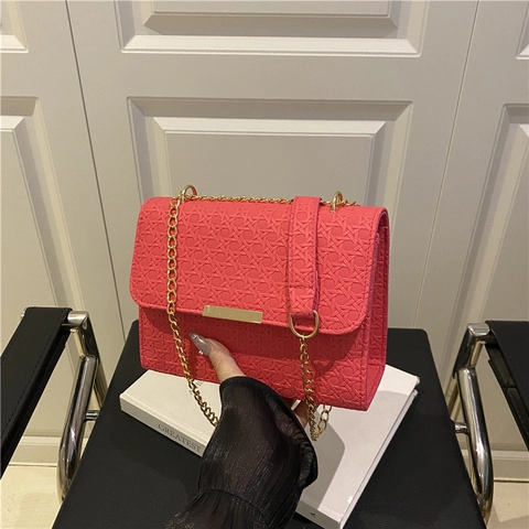 Borsa A Tracolla Da Donna Trama Intrecciata Pelle PU Piccola Borsa A Spalla Quadrata Con Catena In Metallo Dorato Elegante