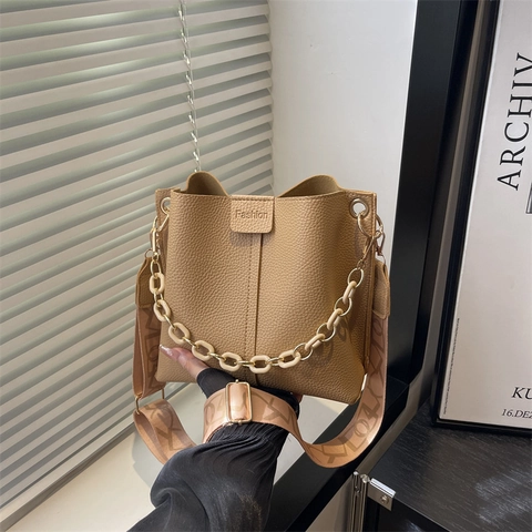 Emmer Tas PU Leer Met Litchi Patroon Chic Grote Capaciteit Schoudertas Handtas Voor Dames