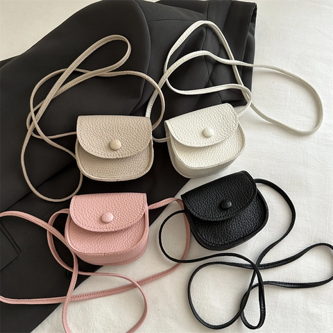 Mini Lychee Texture PU Leather Crossbody Bag For Women Vintage Minimalist Small Square Shoulder Bag Flip Button Opening Daily Accessory