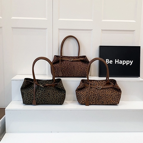 Borsa Tote Con Stampa Leopardata Moda Borsa A Spalla Grande Capacità Pendolare Sotto L'Ascella Per Donna Casuale