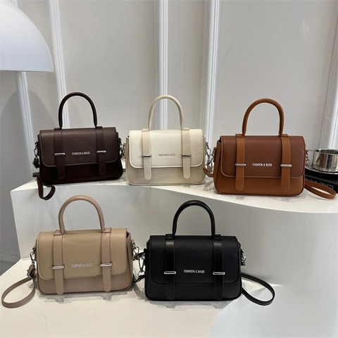Sac à Épaule en Cuir PU Mode pour Femmes Motif Litchi Petit Sac Carré Avec Bandoulière Réglable Rétro Minimaliste Sac Messager Quotidien
