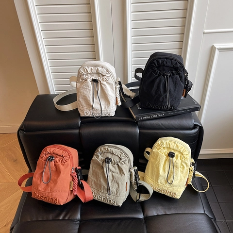 Γυναικεία Μίνι Τσάντα Crossbody από Νάιλον Μόδα Μικρή Τετράγωνη Τσάντα με Κορδόνι Απλή Μονόχρωμη Τσάντα Ώμου για Κινητό για Καθημερινά Ταξίδια