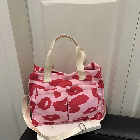 Modieuze Canvas Schoudertas Met Luipaardprint Grote Capaciteit Voorzakken Verstelbare Crossbody Riem Dagelijks Woonwerkverkeer