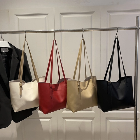 Women Large Capacity PU Leather Tote Bag Minimalist Letter Print Commuter Shoulder Bag Work School Everyday Casual Handbag