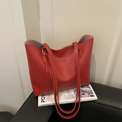 Women Large Capacity PU Leather Tote Bag Minimalist Letter Print Commuter Shoulder Bag Work School Everyday Casual Handbag