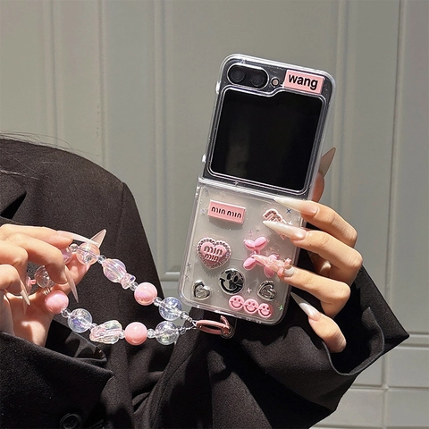 Funda Para Teléfono De Pantalla Plegable TPU Transparente Adornos De Resina 3D Estrella Corazón Perro Globo Estilo Y2K