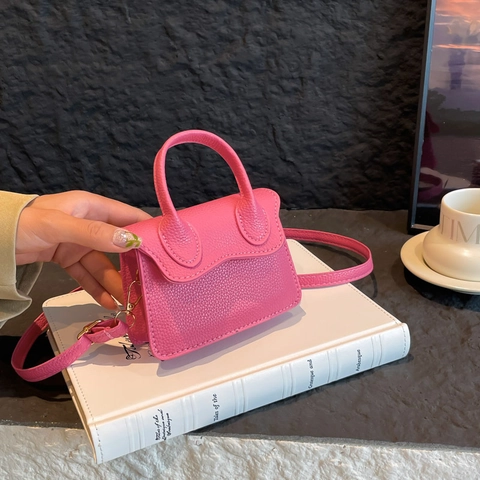 Mini Borsa A Mano Texture Litchi Pelle PU Patta A Onde Borsa A Tracolla Trendy Borsa Con Manico Per Donna Tracolla Regolabile