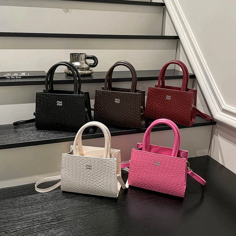 Fashion Women PU Leather Woven Texture Handbag Small Square Crossbody Bag Versatile Daily Shoulder Bag With Top Handle