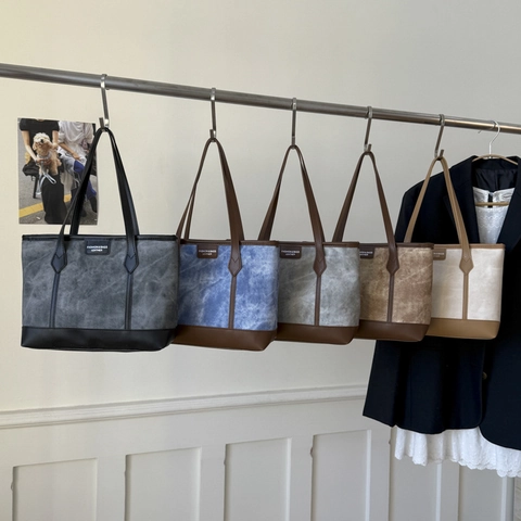 Women Retro PU Leather Tote Bag Large Capacity Minimalist Contrast Color Shoulder Bag For Daily Commute Office Street Fashion