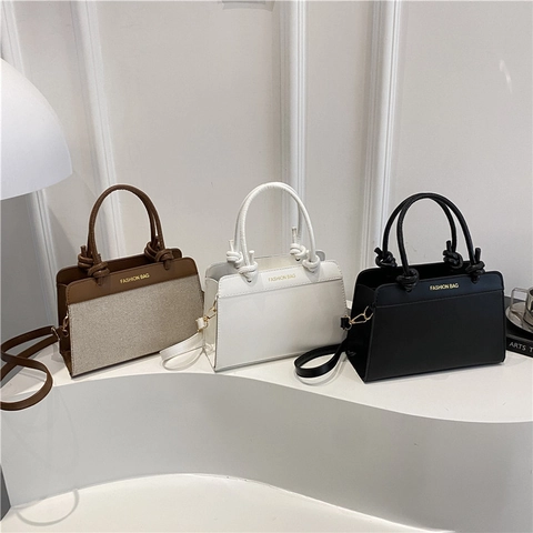 Modische PU Leder Umhängetasche Quadratisch Für Damen Minimalistischer Geknoteter Griff Schultertasche Trendige Handtasche