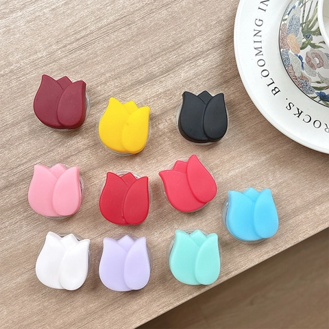 Support De Téléphone Tulipe Silicone Extensible Griptok Adhésif Télescopique Floral Minimaliste Style Coréen