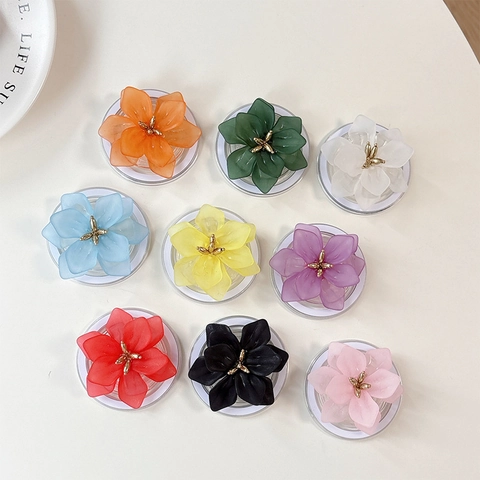3D Bloem Magnetische Telefoon Grip Uitbreidbare Standaard Gematteerde Hars Lotus Opvouwbare Telefoonhouder