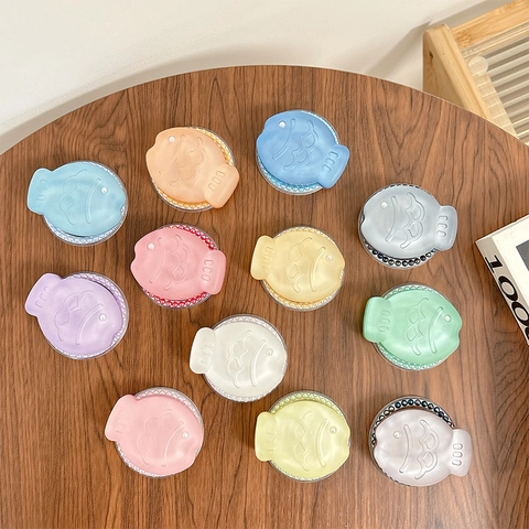 Supporto Per Telefono Forma Pesce Taiyaki Anello Plastica Opaca Magnetico Retrattile Supporto Airbag Perla Artificial Glitter