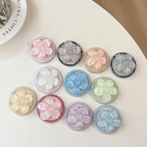 Soporte Magnético Para Teléfono Griptok Flor 3D Resina Brillo Sakura Con Imitación De Perla Artificial Estilo Ins Coreano Agarre