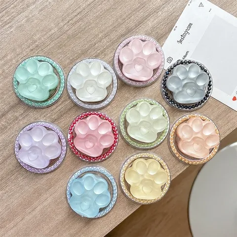Magnetischer Katzenpfote Handy Griptok Ständer Mattierter Kunststoff Herzdetail Mit Künstliche Perlen Dekor Süßes Kawaii Handy Zubehör