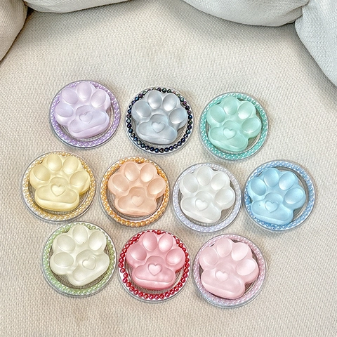 Magnetischer Katzenpfote Handy Griptok Ständer Mattierter Kunststoff Herzdetail Mit Künstliche Perlen Dekor Süßes Kawaii Handy Zubehör