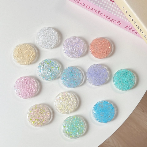 Supporto Per Telefono Rotondo Con Glitter E Paillettes Supporto Per Dita Retrattile Adesivo Stile Coreano Per Donne
