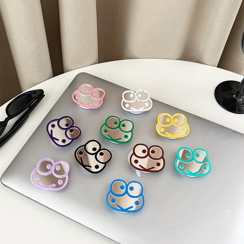 Cartoon Frog Phone Airbag Bracket Telescopic Folding Hand Grip Stand With Mirror Acrylic Self Adhesive For Desktop