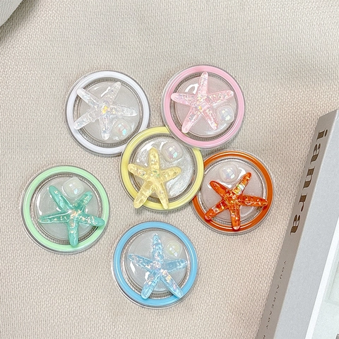 Soporte Celular Estrella De Mar Plegable Magnético Brillo Resina Tema Océano Redondo Regalo De Novedad