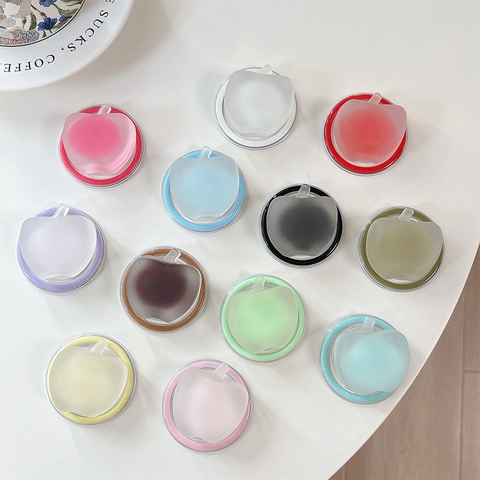 Magnetic Phone Grip Apple Shaped Frosted Semi Transparent Collapsible Socket Desktop Stand Finger Holder Dopamine Colors
