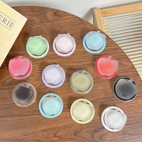 Magnetic Phone Grip Apple Shaped Frosted Semi Transparent Collapsible Socket Desktop Stand Finger Holder Dopamine Colors