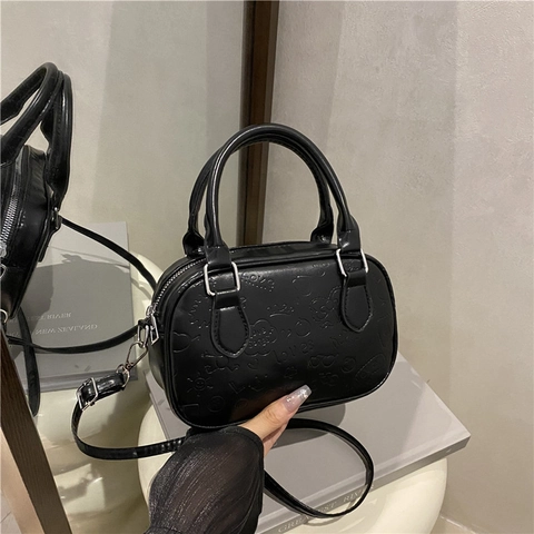 Sac Boston Mini En Cuir PU Gaufré Pour Femmes Sac À Main Mode Coréenne Sac À Bandoulière Avec Sangle Réglable