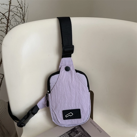 Nylon Small Chest Bag For Women Minimalist Fashion Crossbody Shoulder Purse Adjustable Strap Front Pocket Casual Outdoor